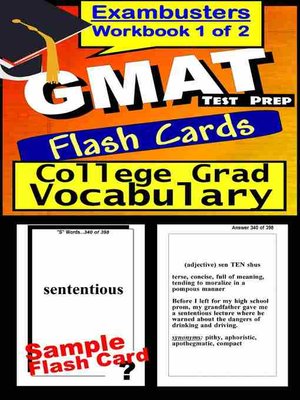 cover image of GMAT Test College Graduate Vocabulary&#8212;GMAT Flashcards&#8212;GMAT Prep Exam Workbook 1 of 2